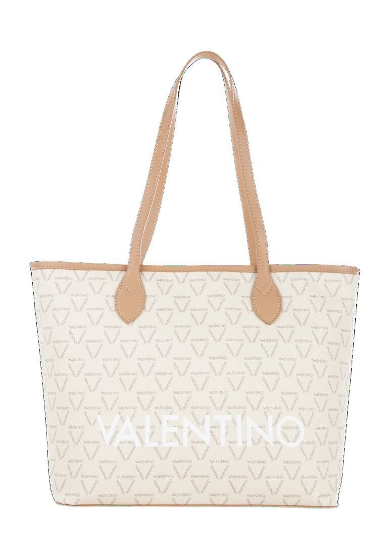 

Женская сумка-шопер на молнии с логотипом Valentino by Mario Valentino, цвет Ecru Multi