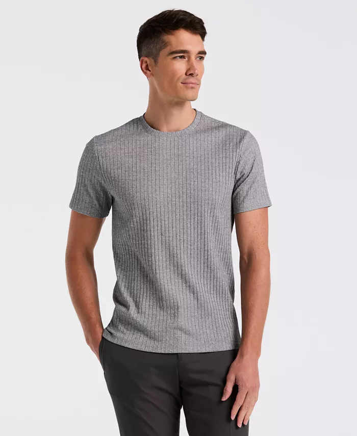 

Мужская облегающая футболка с ребристой структурой Perry Ellis, черный