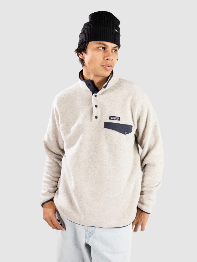 

Флисовый пуловер Patagonia LW Synch Snap-T Half-Zip Fleece Pullover, oatmeal htr w/smlder bl