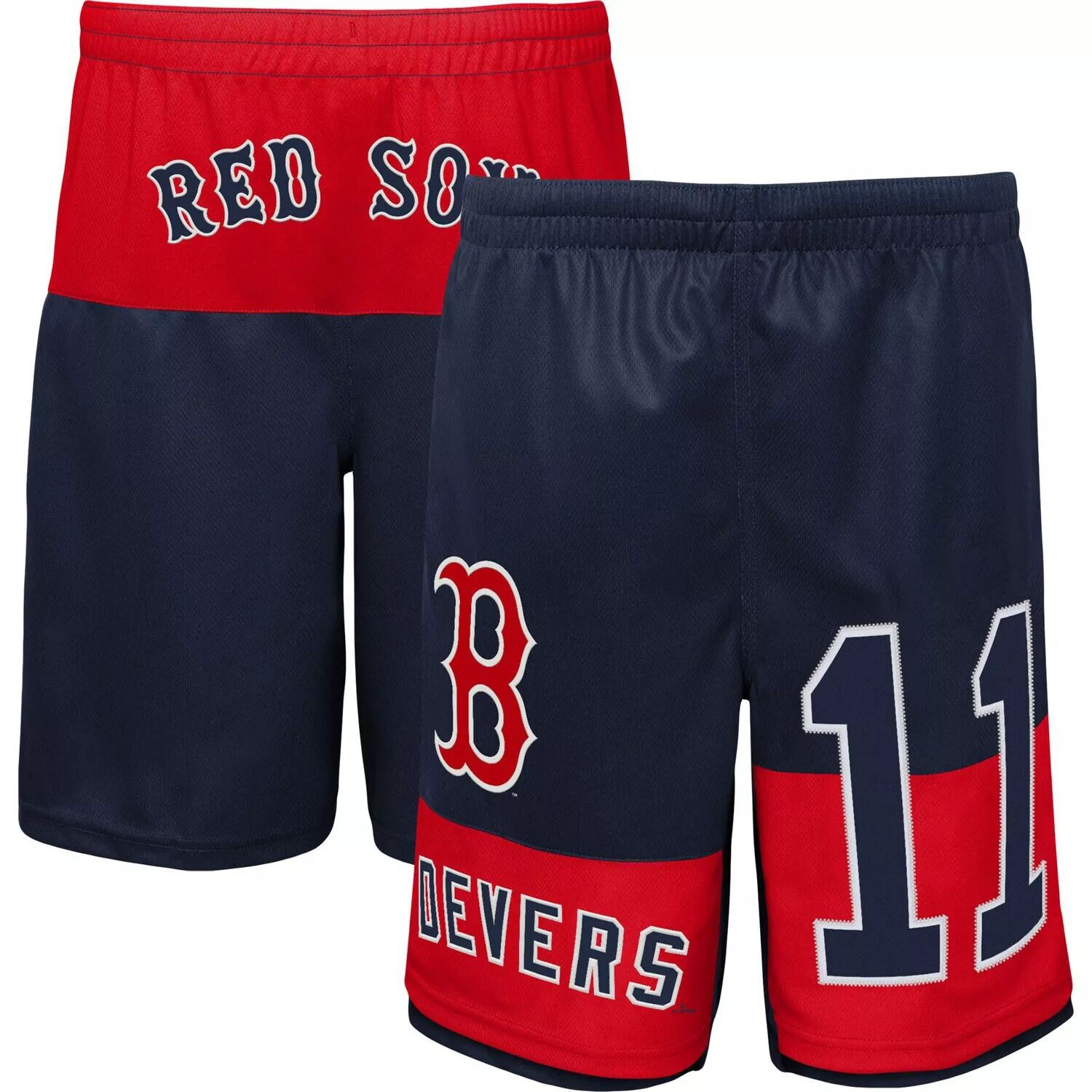 

Молодежные шорты Rafael Devers Navy Boston Red Sox Pandemonium с именем и номером Outerstuff