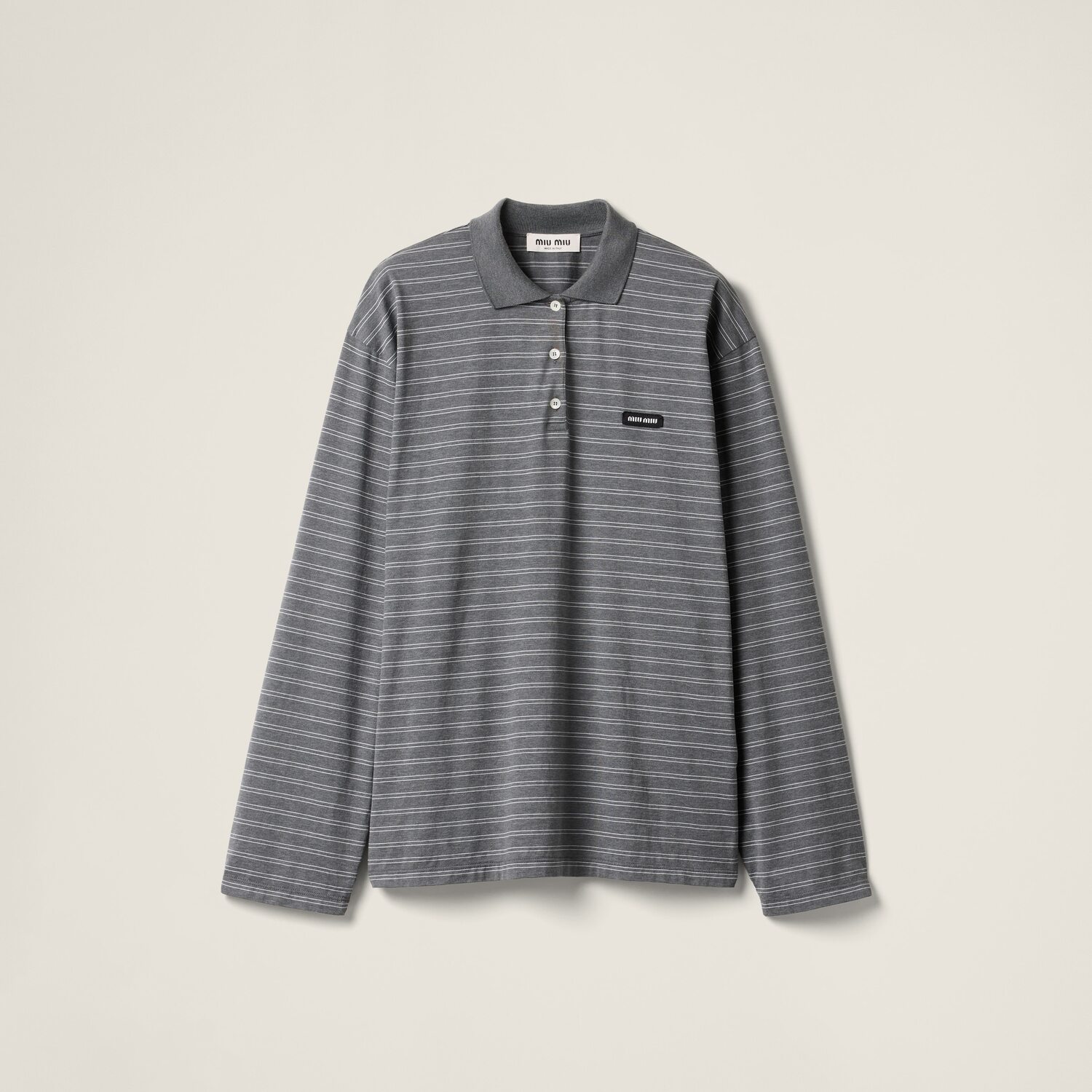 

Поло из хлопкового джерси MIU MIU, сланцево-серый/белый