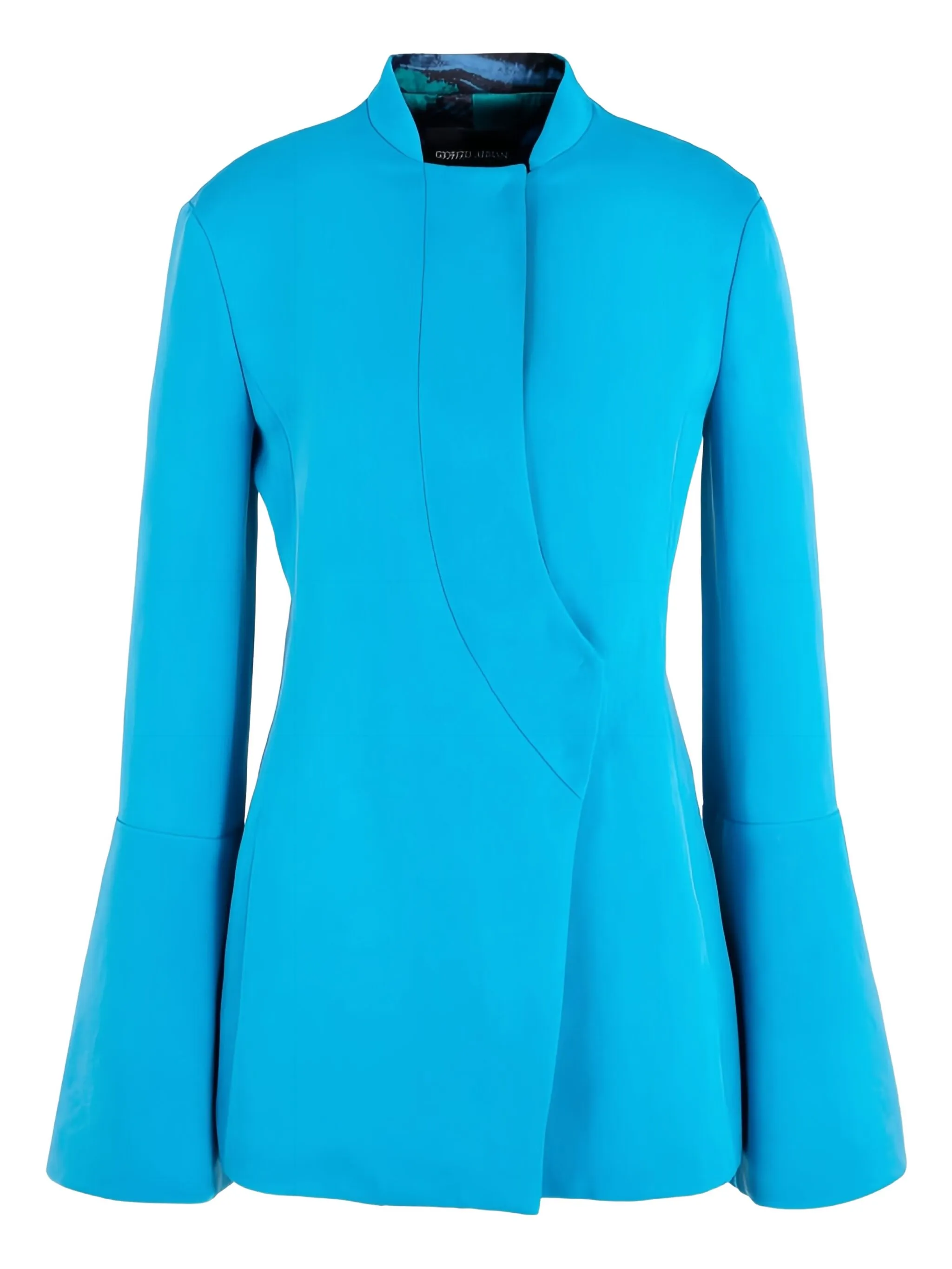 

Блейзер без воротника с расклешенными рукавами Giorgio Armani, синий