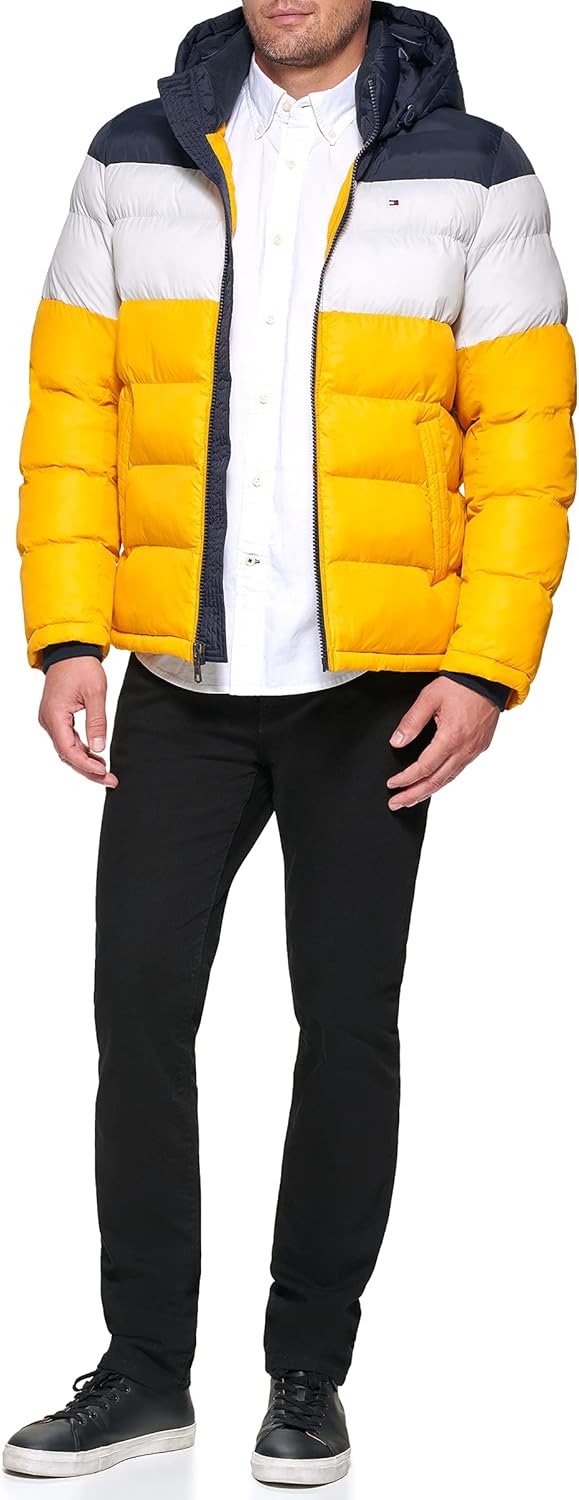 Мужская куртка-пуховик Tommy Hilfiger с капюшоном (стандартная и для больших и высоких), Midnight/Ice/Yellow — фото 4
