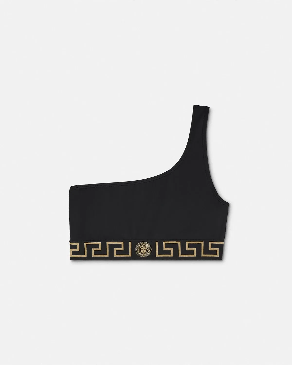 Топ бикини на одно плечо с узором Greca VERSACE, черный