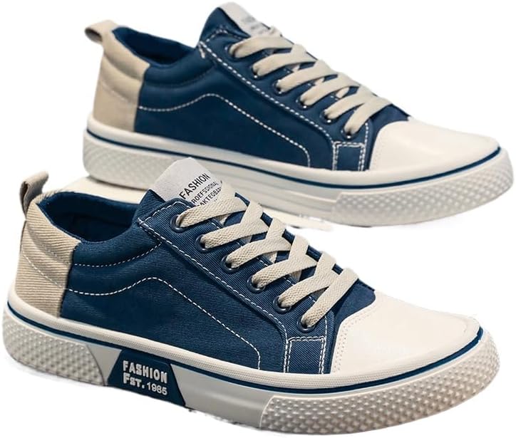 

Мужские дышащие кеды из холста, повседневные низкие, подходят для улицы или вождения, всесезонные шнуровочные скейтбордические туфли, простые и удобные Hhhchpm, синий