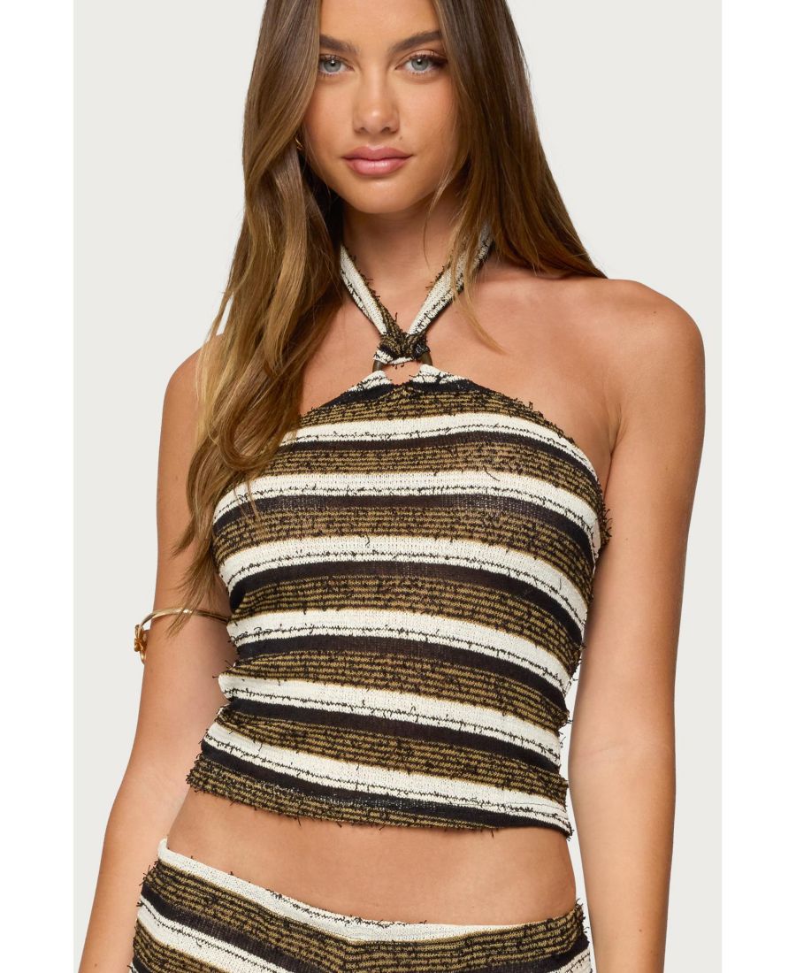 

Женский полосатый трикотажный топ-халтер Elita Edikted, Mix