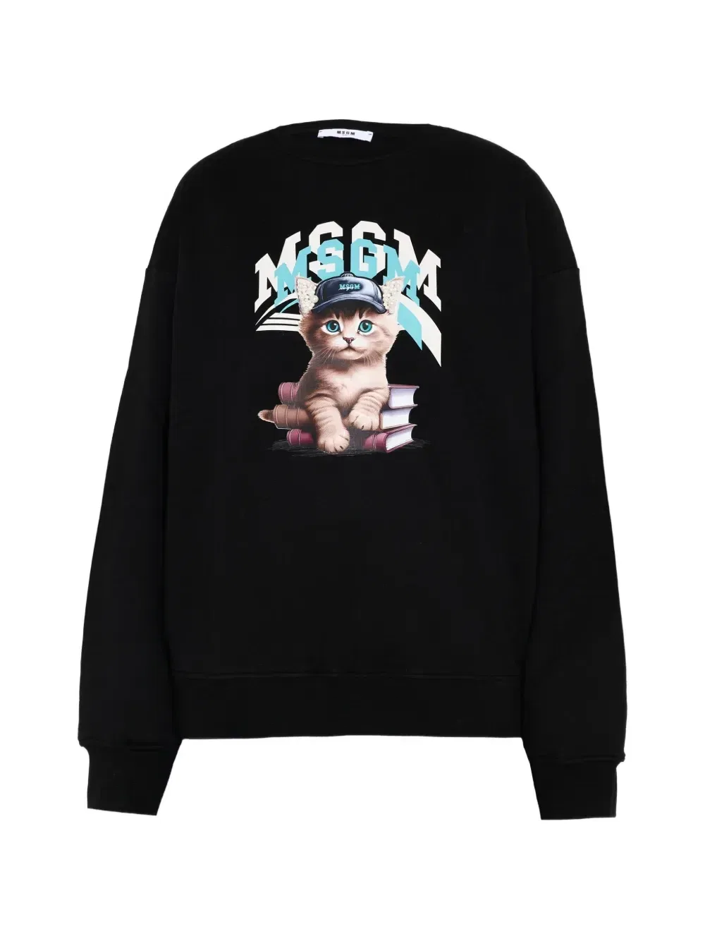 Свитшот с котятами Msgm Kids, черный