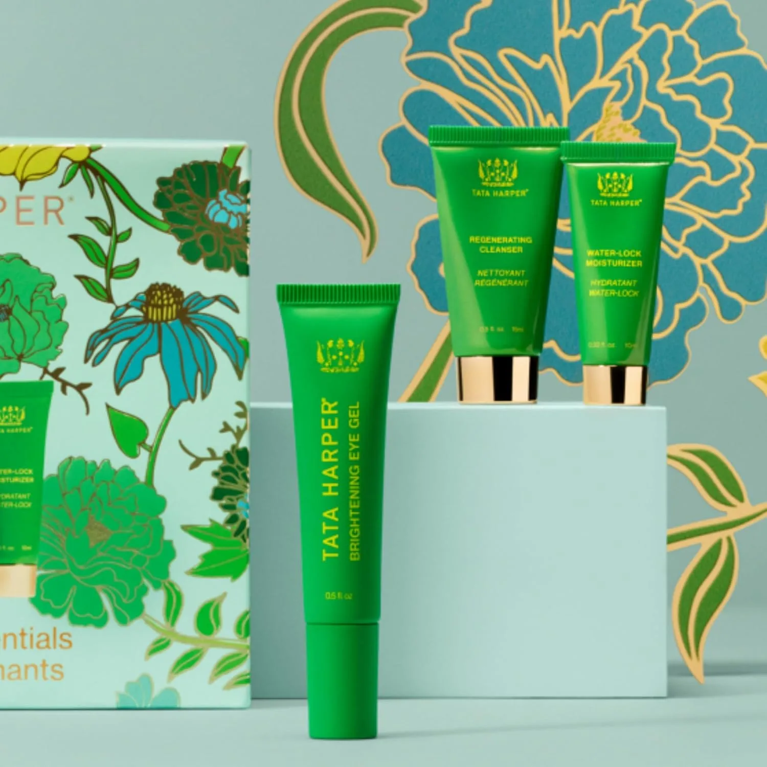 Гель для ежедневного ухода за кожей вокруг глаз Tata Harper Illuminating Daily Eye Gel, легкий и снимающий отечность, от темных кругов, в наборе из 3 средств. Набор основ для осветления — фото 2