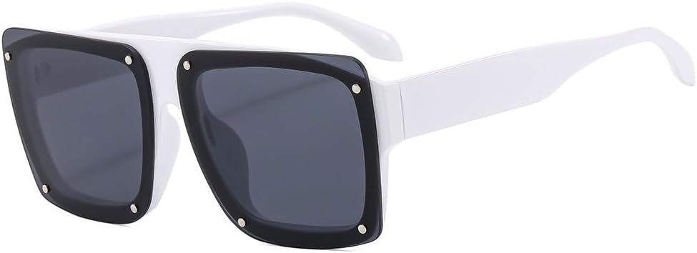 

Солнцезащитные очки UV400 с защитой от УФ-излучения — большие, в стиле панк, черные, с заклепками, для женщин и мужчин, для бега и активного отдыха generic, White-black