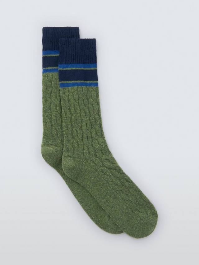 

Носки из смеси шерсти, хлопка и шелка с кабельным узором Made in Italy John Lewis, Green