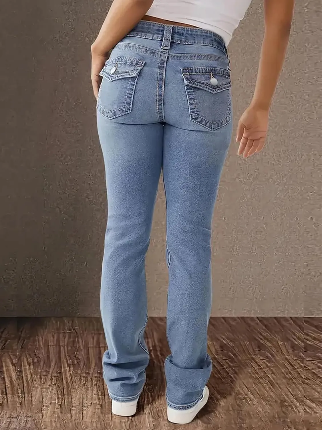 Женские джинсы High-Rise Straight-Leg Slim, Cotton-Blend Denim, Stretch — фото 3