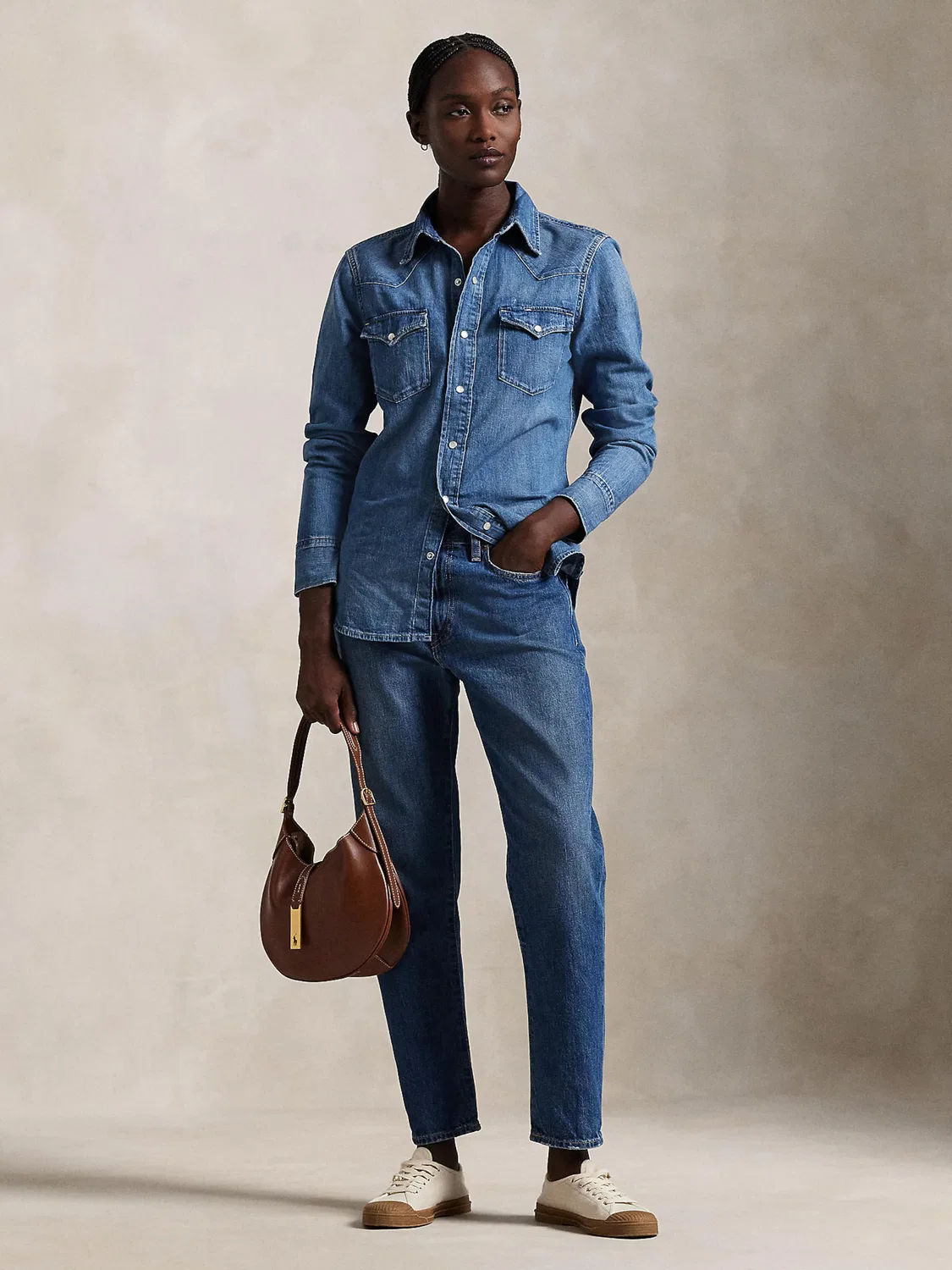 Блузка Polo Ralph Lauren из синей джинсовой ткани — фото 4