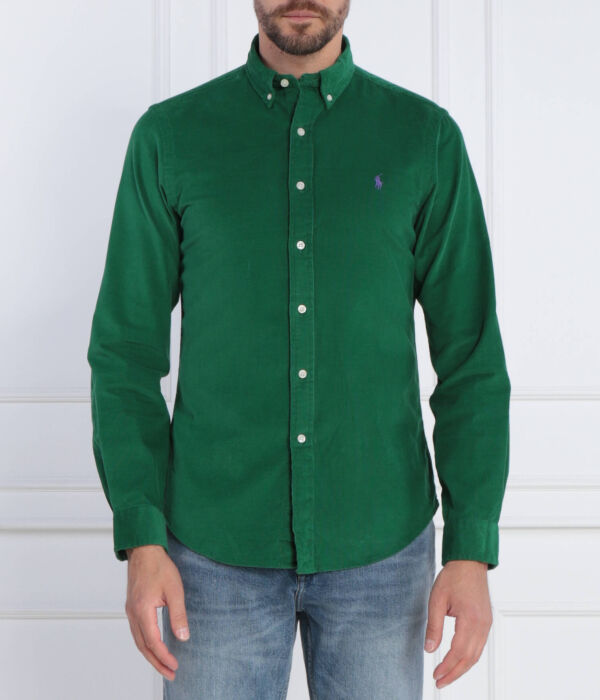 Рубашка Polo Ralph Lauren Slim Fit с логотипом, зеленый