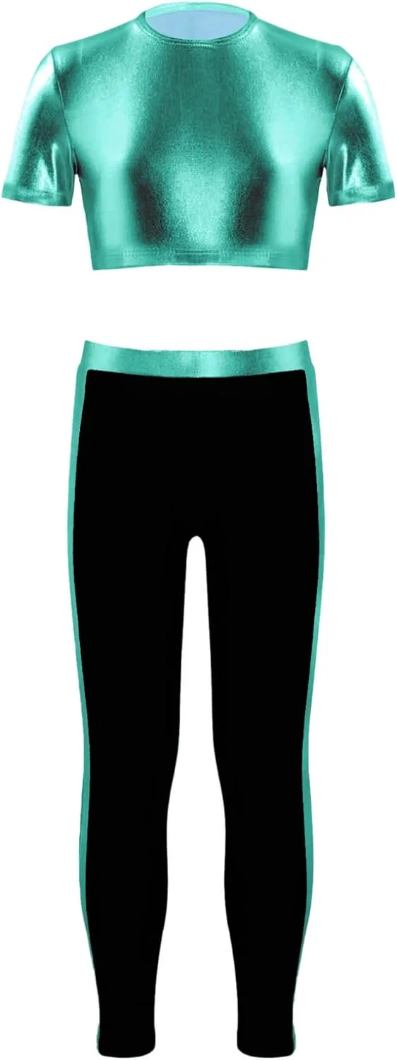 Детский спортивный костюм из топа и леггинсов Freebily, Lake Blue