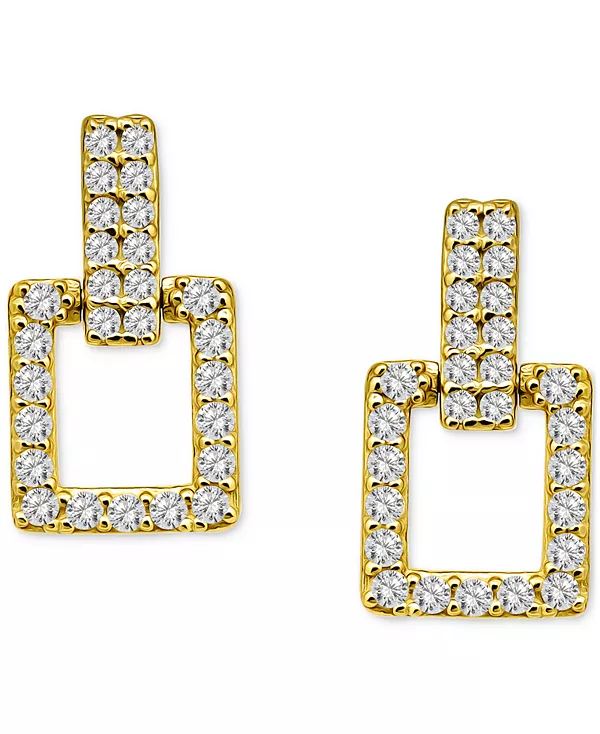 

Квадратные серьги-подвески с кубическим цирконием в форме дверного молотка, эксклюзивно в Macy's Giani Bernini, gold