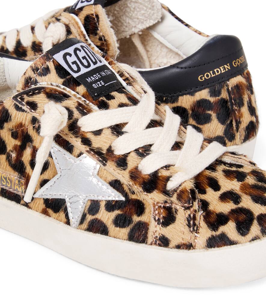 Кроссовки Super Star из телячьей кожи с леопардовым принтом Golden Goose Kids, Black And Brown Leo/Platinum — фото 4