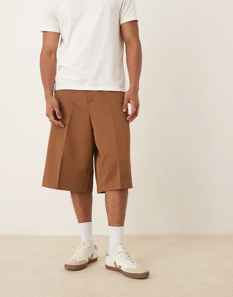 

Элегантные шорты-бермуды ASOS DESIGN свободного кроя коричневого цвета с эластичной талией