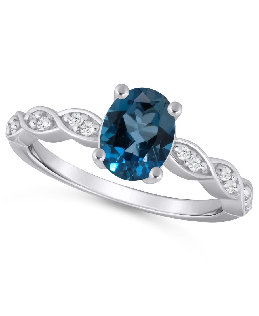 

Кольцо с аметистом (1,5 карата) и белым бриллиантом (1,20 карата) из белого золота 10 карат Macy's, London Blue Topaz/White Gold