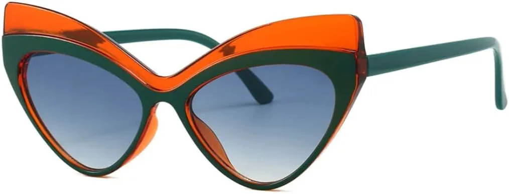 

Модные солнцезащитные очки «кошачий глаз» для женщин, винтажные, в роскошной оправе, с защитой от УФ-излучения UV400, увеличенного размера VVTWSSW, Green