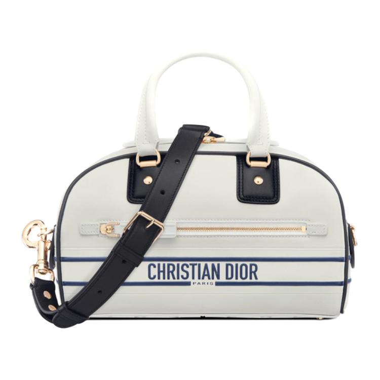 

DIOR Сумка для боулинга из гладкой коровьей кожи, сумка через плечо, женская сумка Trumpets, белая