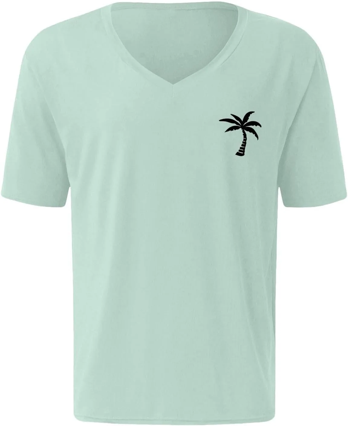 Мужская футболка с V-образным вырезом, принт с пальмой, мягкая и эластичная — фото 3