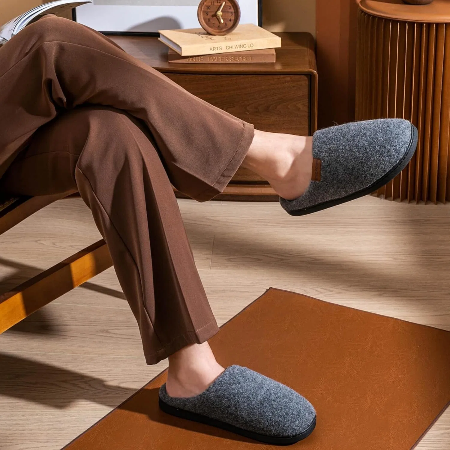 Тапочки с эффектом памяти, Men's Wool Felt, серо-голубой SnugHaven — фото 2