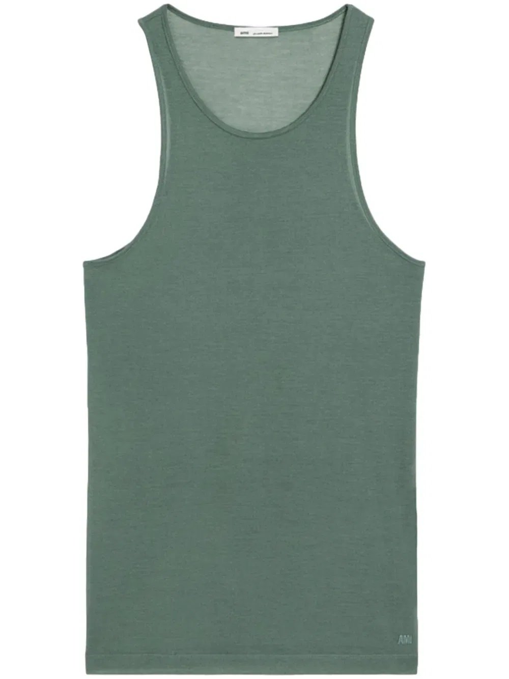 Топ из хлопковой смеси с вышитым логотипом Ami Paris, зеленый