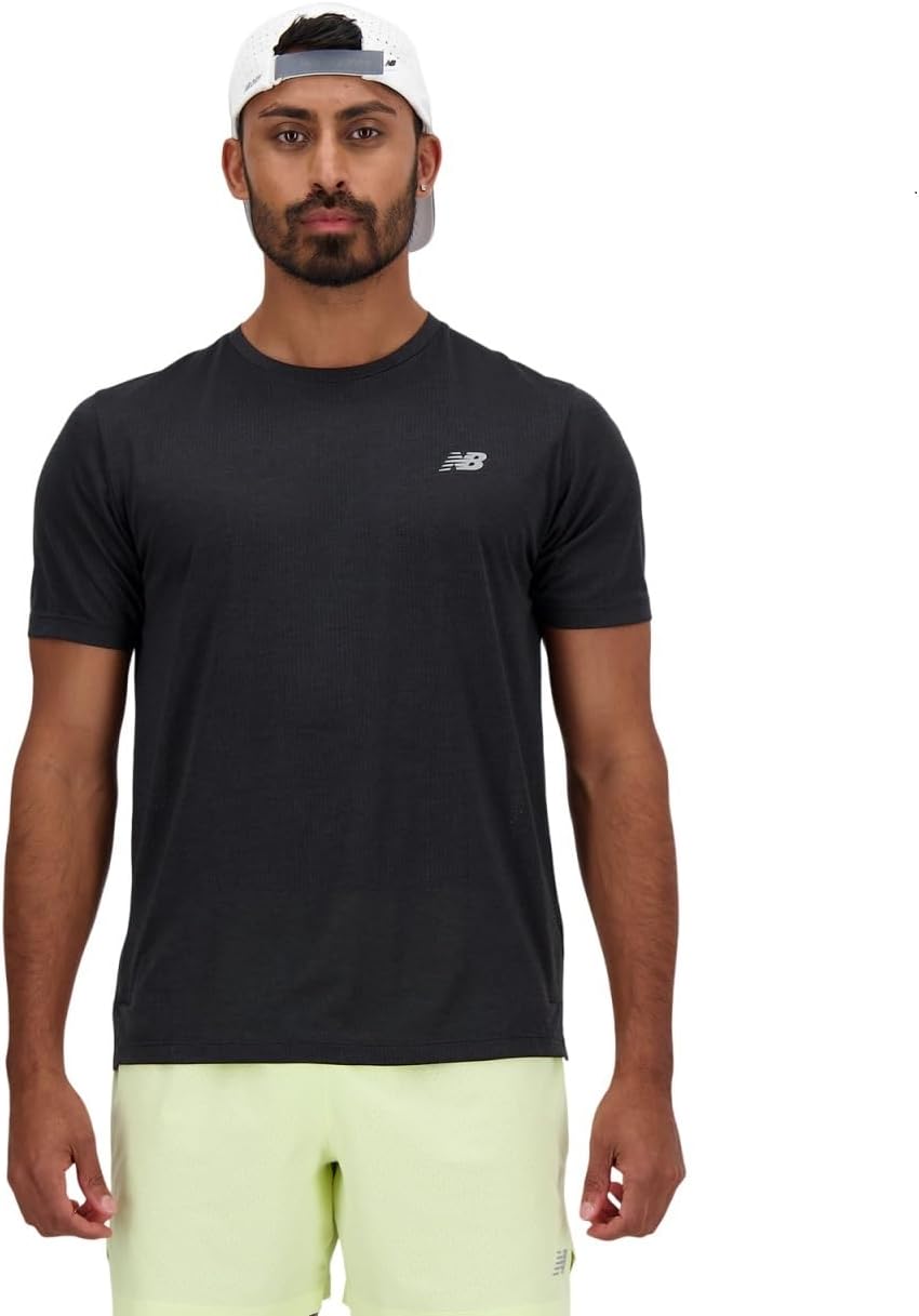 

Мужская спортивная футболка New Balance с коротким рукавом, футболка с коротким рукавом, технология Cool Touch, черный
