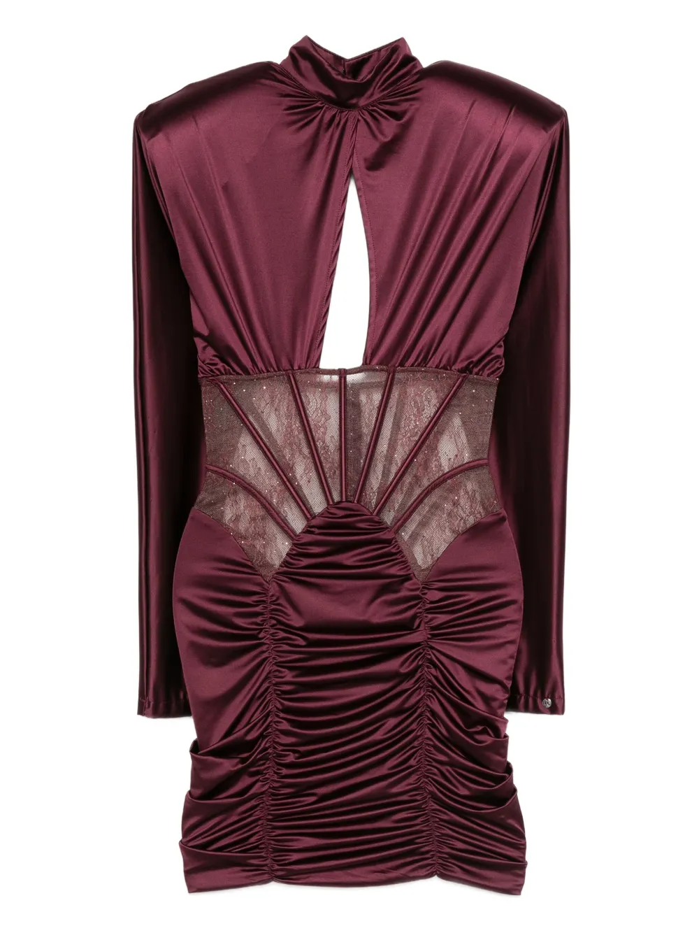 

Платье мини с кружевной вставкой и сборками Nissa, красный