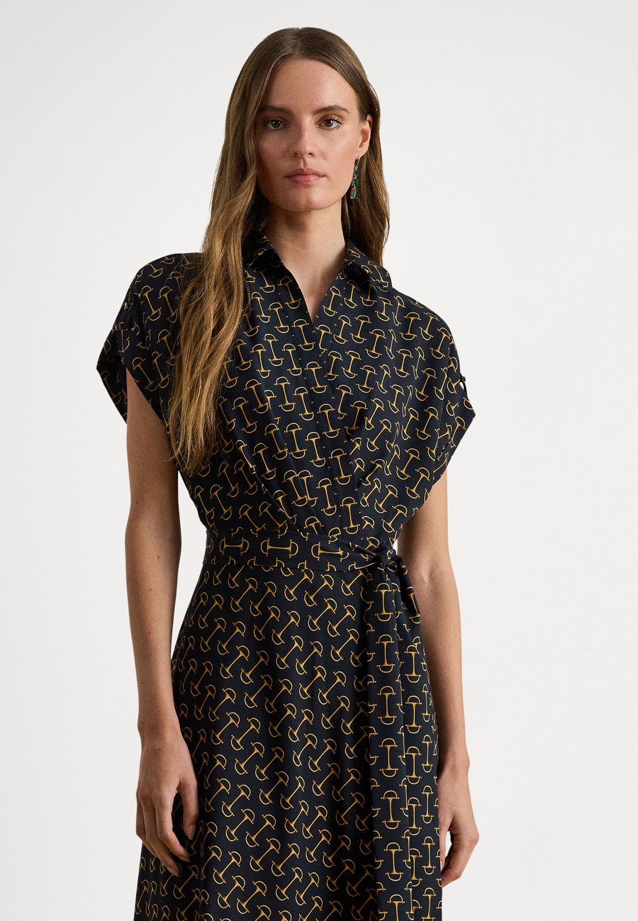 

Платье Lauren Ralph Lauren GEO-PRINT BELTED CREPE DRESS, Navy/Dark Blue