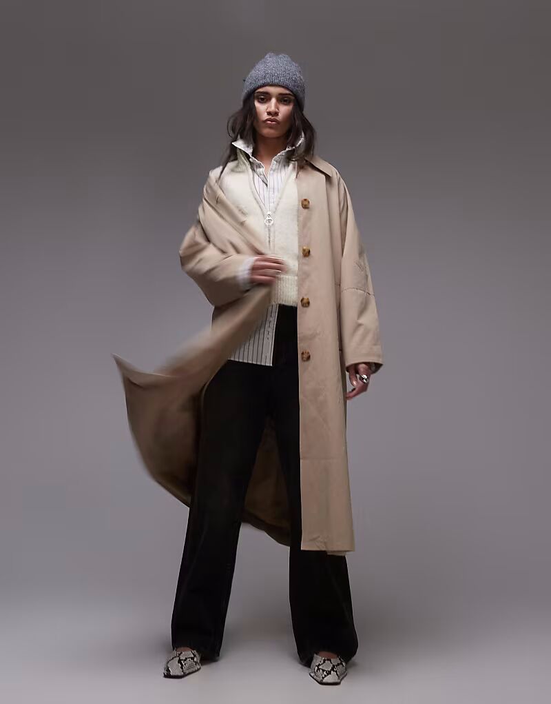 

Пальто-тренч Topshop 90-х в каменном цвете