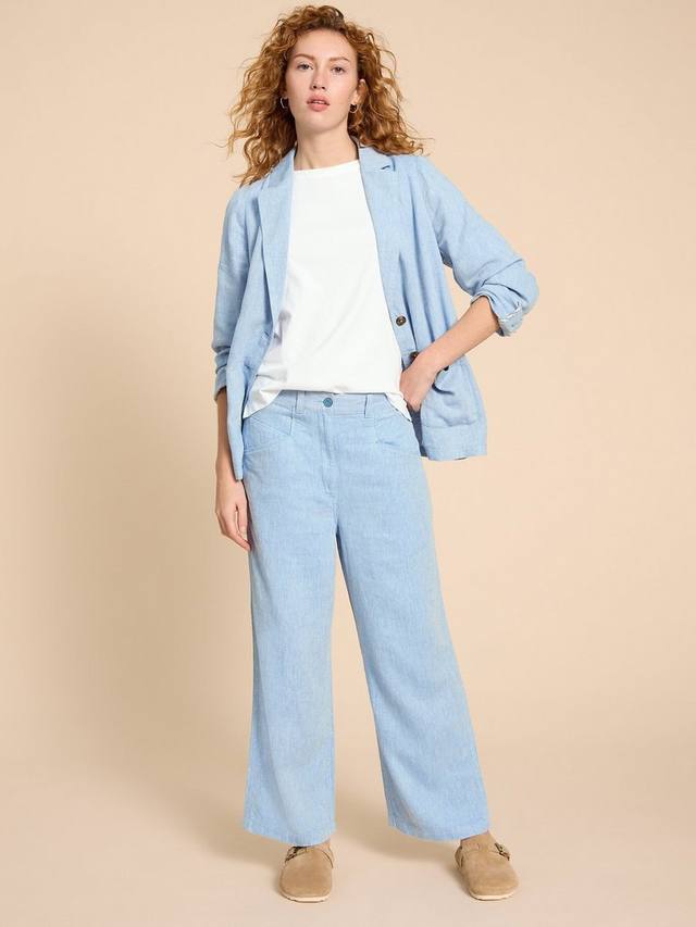 

Широкие брюки из льняной смеси petite harper White Stuff, синий