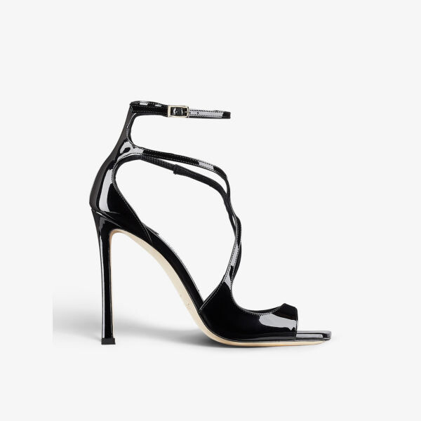 Лакированные босоножки Azia 110 с ремешками Jimmy Choo, черный