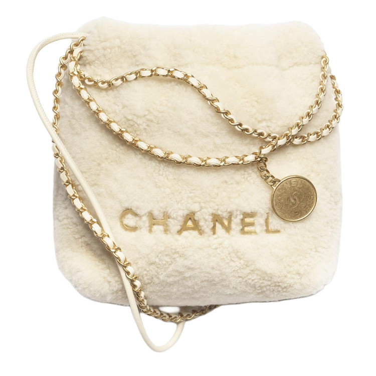 

Сумка через плечо из овчины, мини-сумочка для женщин, натуральный цвет Chanel, basic set (bag+dust bag)