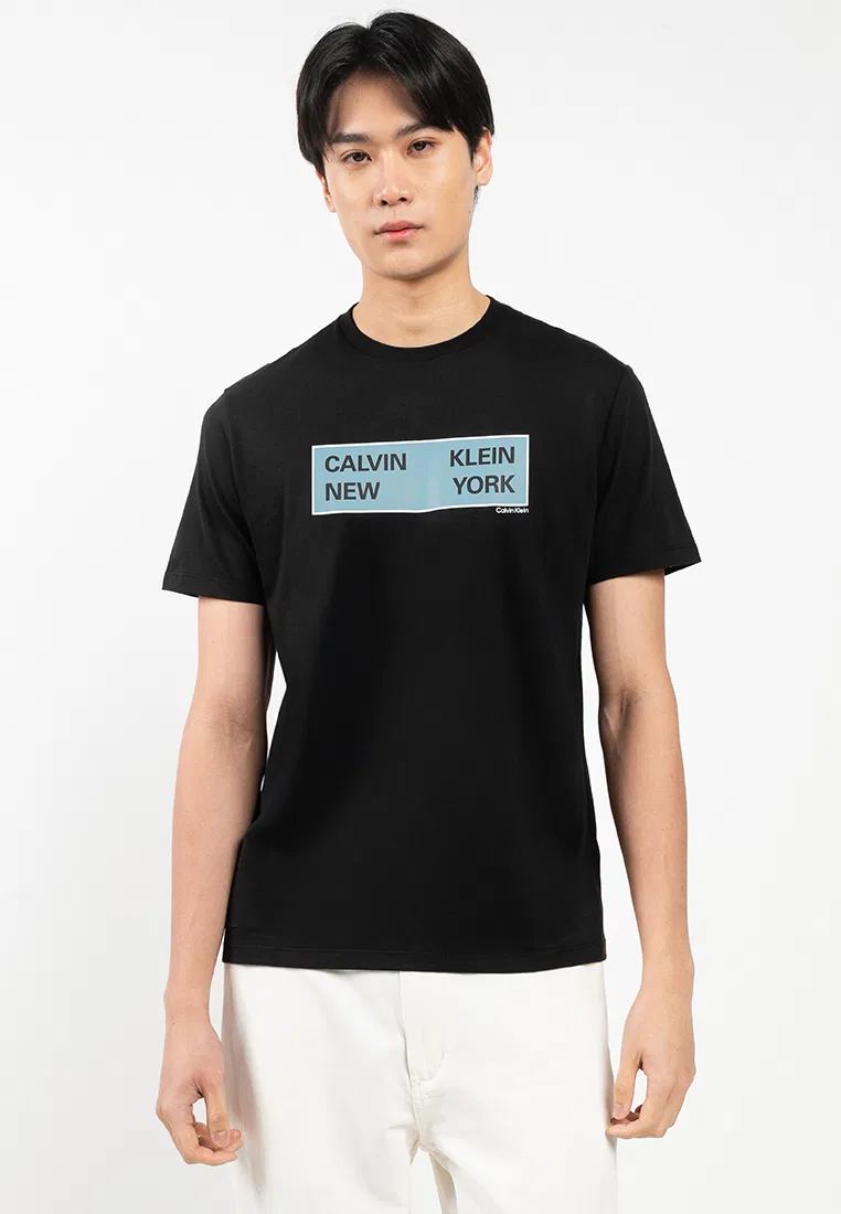 Футболка с графическим принтом, короткий рукав, Box Calvin Klein, черный