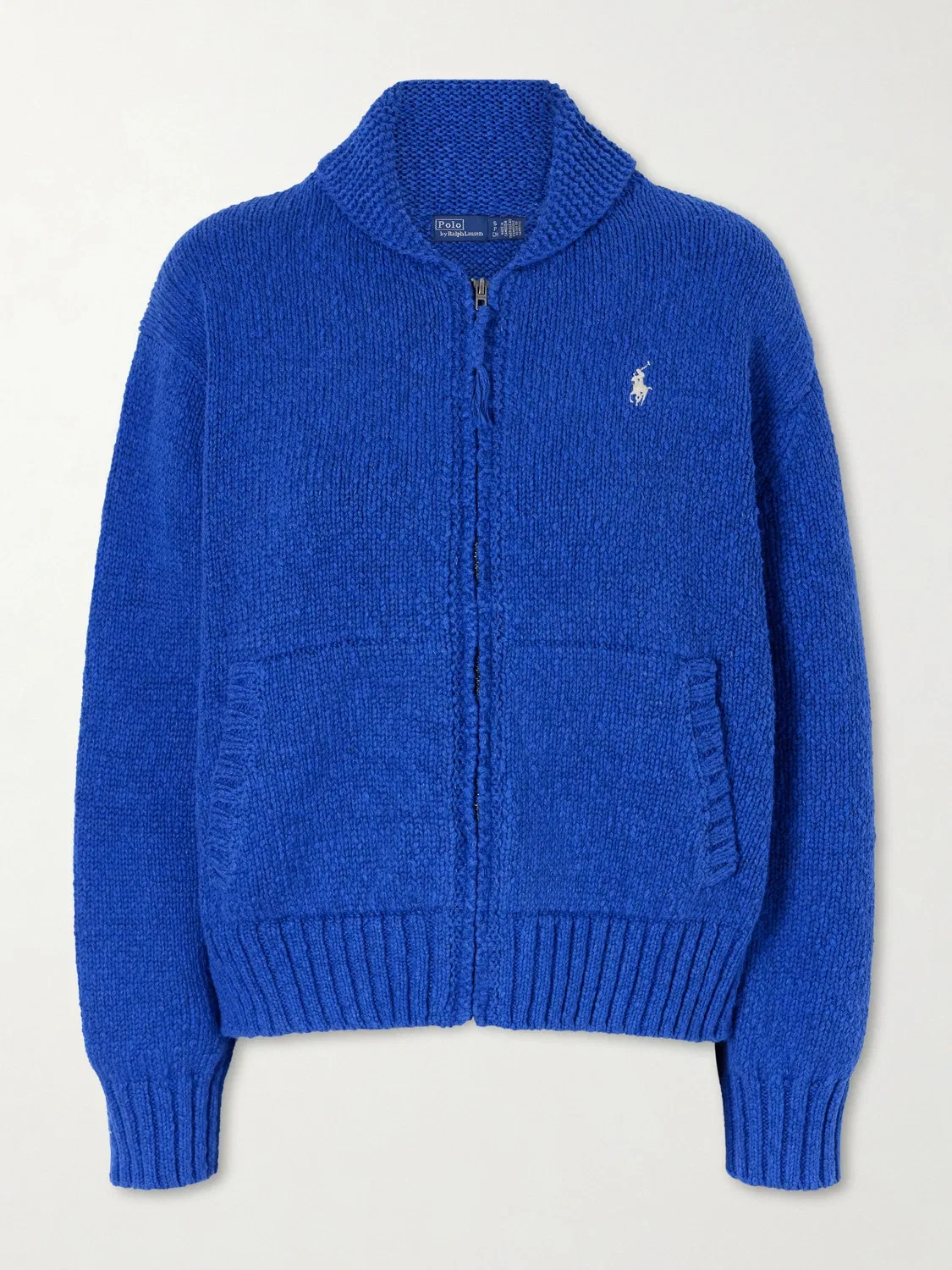 Вязаный хлопковый кардиган на молнии POLO RALPH LAUREN, синий