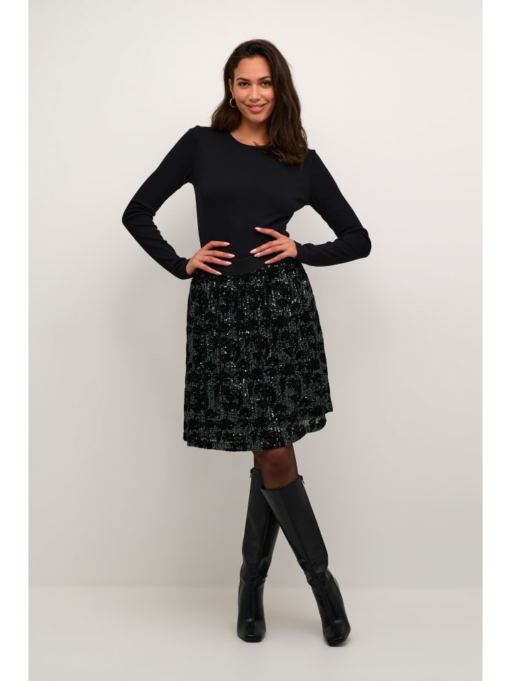 

Юбка длиной до колена Kaffe, цвет black/dark silver sequin