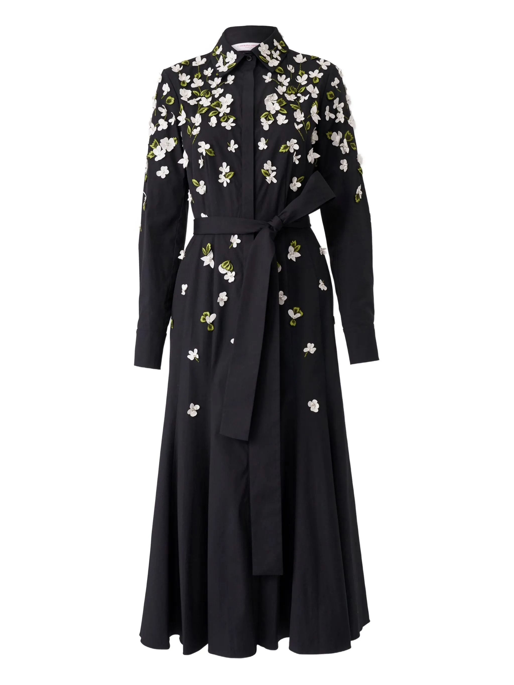 

Платье миди с цветочной вышивкой Carolina Herrera, черный