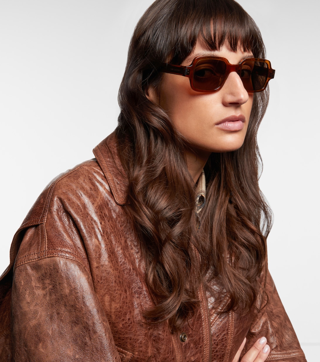 SL 720 квадратные солнцезащитные очки Saint Laurent, Brown-Brown-Brown — фото 3