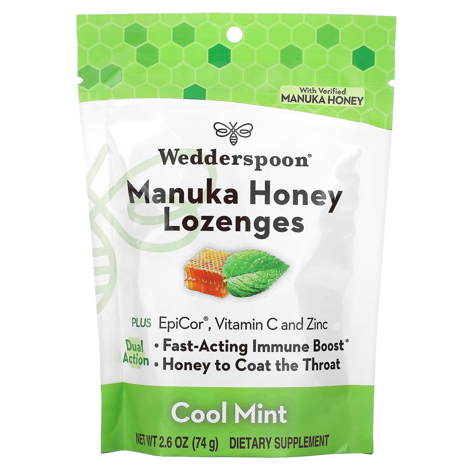 

Медовые леденцы Wedderspoon Manuka с прохладной мятой, 74 г