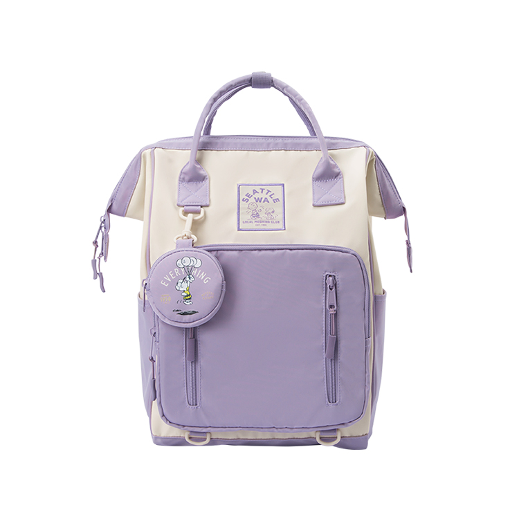 

SEM/R Сумка рюкзак из нейлона унисекс большая бежево-черная, Style B White Purple Tone