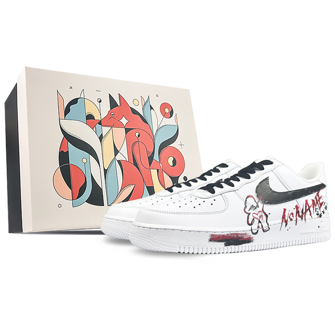 

Кроссовки Nike Air Force 1 с утеплением и износостойкой подошвой, низкие, унисекс, бело-черно-красные, цвет Black White Red