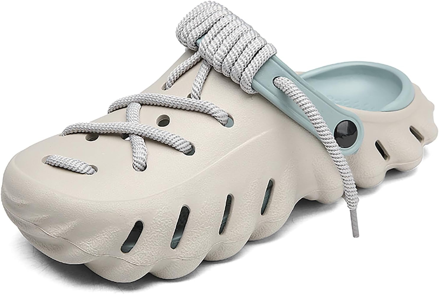 

Женские, мужские и сабо-мюли на платформе EVA с шнуровкой, удобные, легкие, без застежек, с нескользящей подошвой, дышащие, сандалии-шлепанцы для повседневного ношения, пляжа, бассейна и улицы Twodnawk, серый