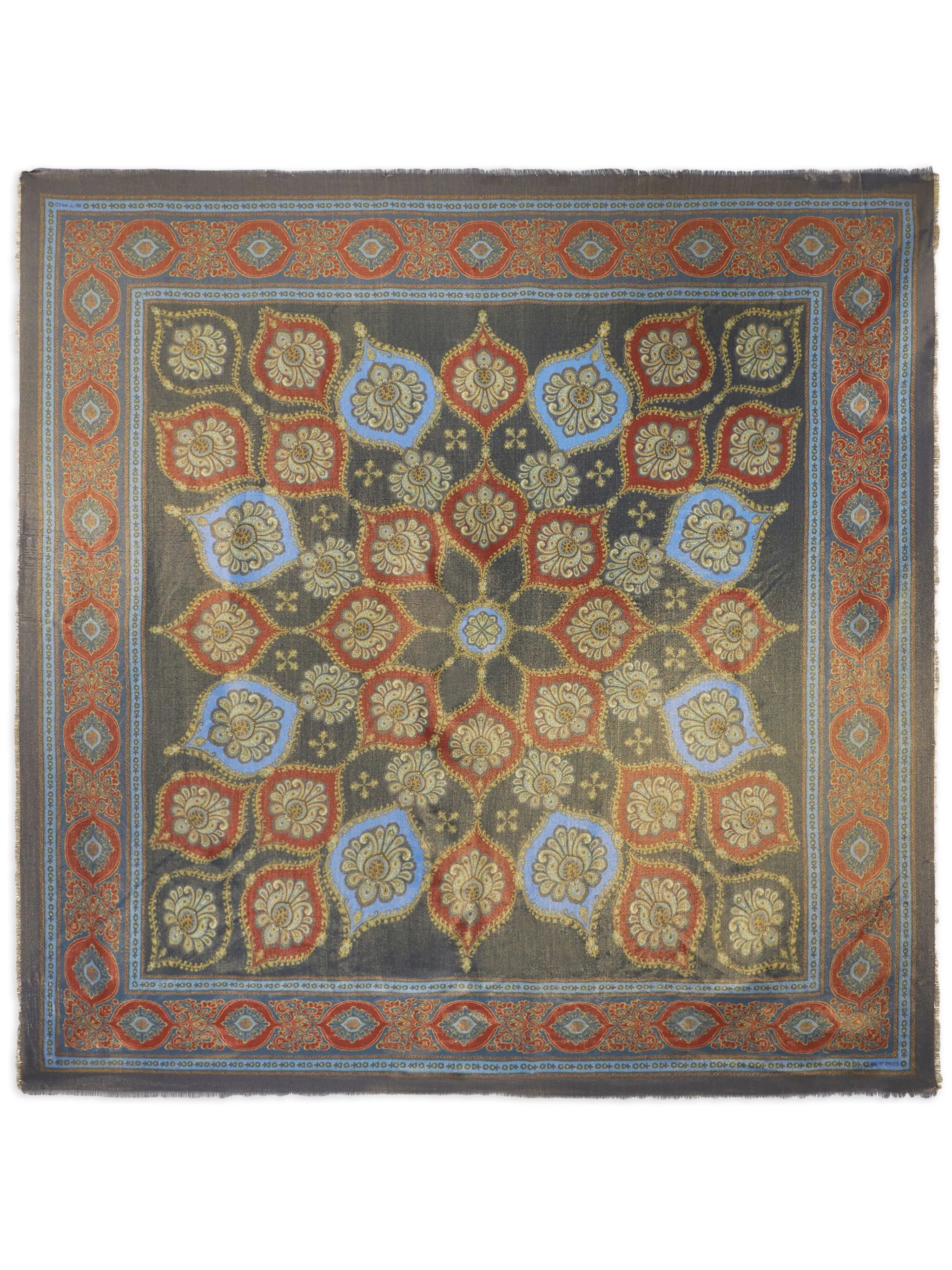 

Шарф из смесовой шерсти с геометричным принтом Etro, синий