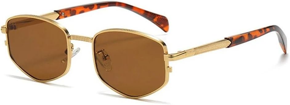 

Солнцезащитные очки MUTYNE Vintage Polygon для женщин и мужчин, с заклепками, для вождения, ретро, ​​металлические, роскошные, с защитой от УФ-излучения UV400, Gold Tea