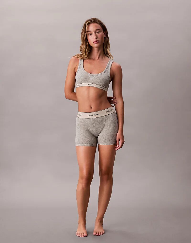 Бюстгальтер-бралетт Calvin Klein Heritage Cotton серо-меланжевого цвета — фото 4