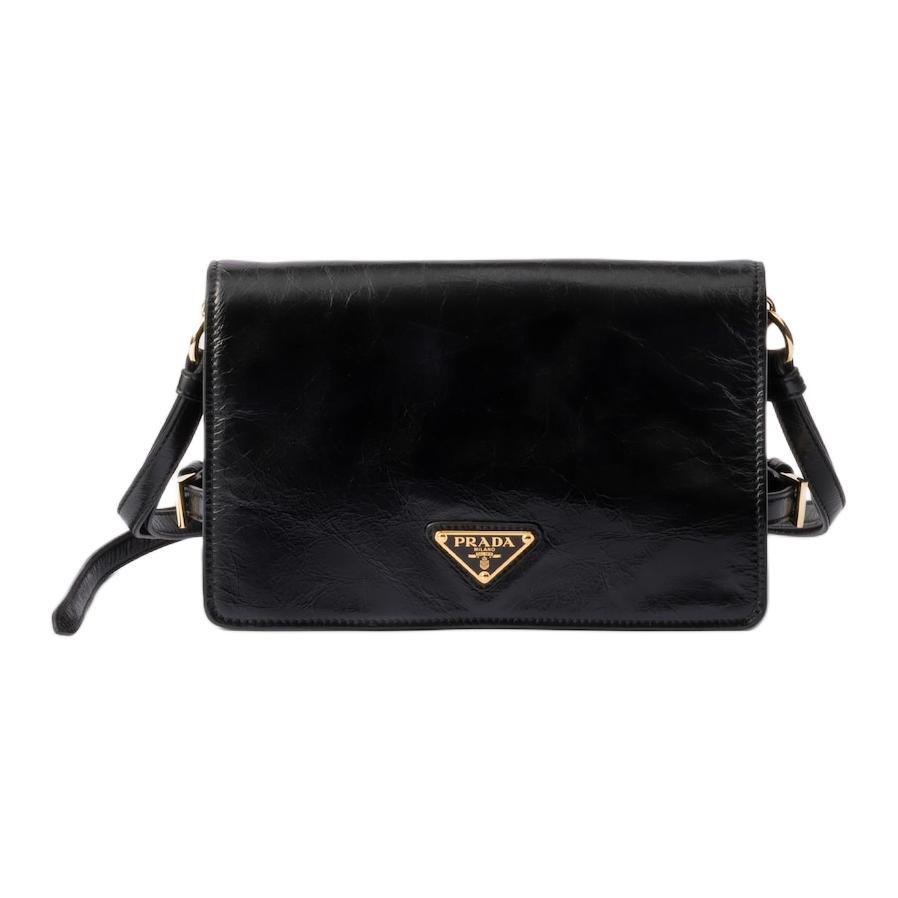 

Кожаная сумка через плечо, наплечная сумка женская черная PRADA