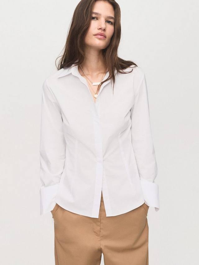 

София хлопковая поплиновая рубашка Mango, White