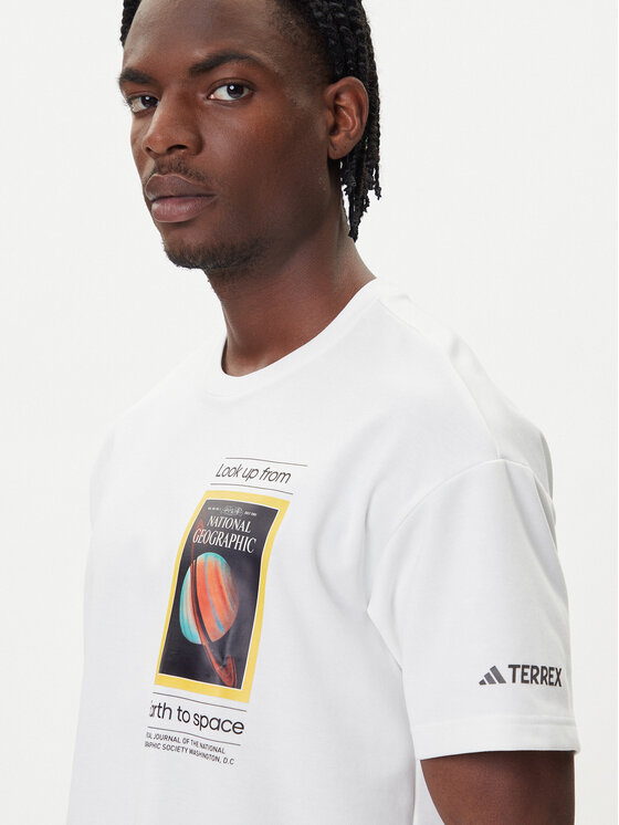 Футболка loose fit National Geographic KC2349 Adidas, белый — фото 4