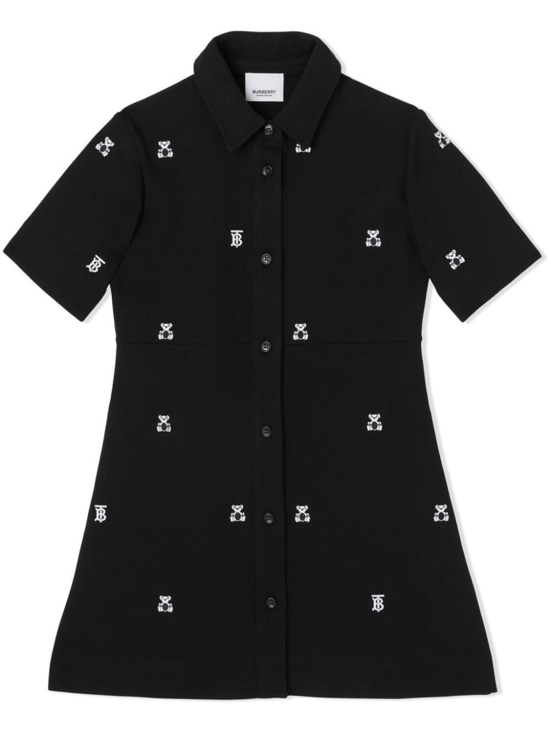 

Burberry Kids платье-рубашка с вышивкой Thomas Bear, черный